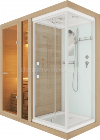 Одноместная финская сауна Comfort  из кедра с Душевой кабиной