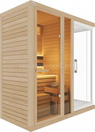 Одноместная финская сауна Comfort  из кедра с Душевой кабиной