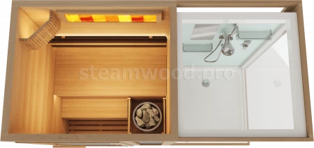 Одноместная финская сауна Comfort  из кедра с Душевой кабиной
