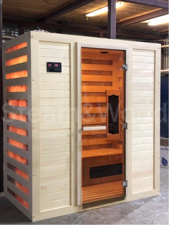 Двухместная соляная сауна Comfort из кедра  с инфракрасными излучателями